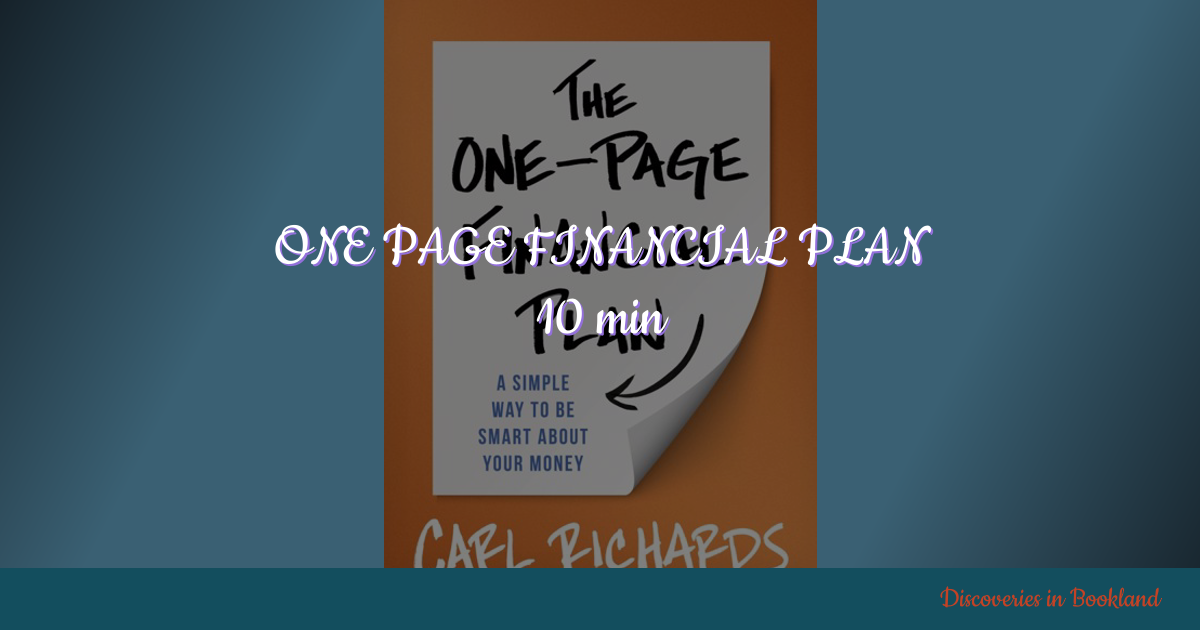 One Page Financial Plan